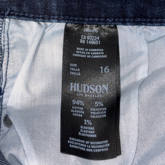 Hudson Jeans Womens Dark Wash Blue Straight Leg Stretch Back Flap Pockets SZ 16​ - Picture 9 of 10